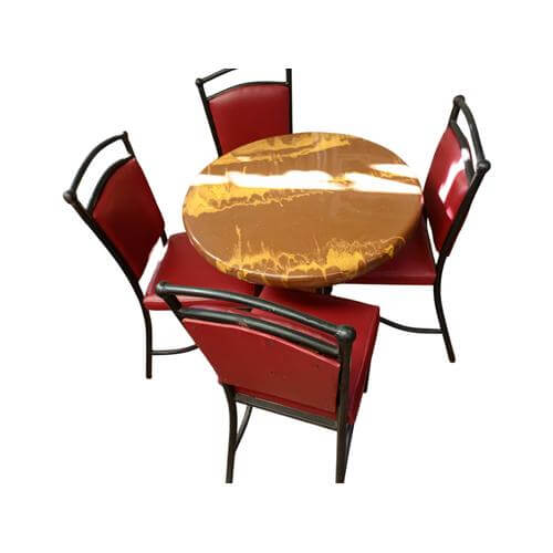 Round Restaurant Table & 4-Chair Set